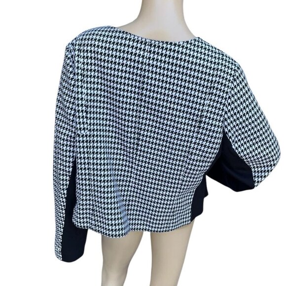 Lane Bryant Women’s Jacket Size 16 Houndstooth Black White Zip Front Stretch - Picture 5 of 8
